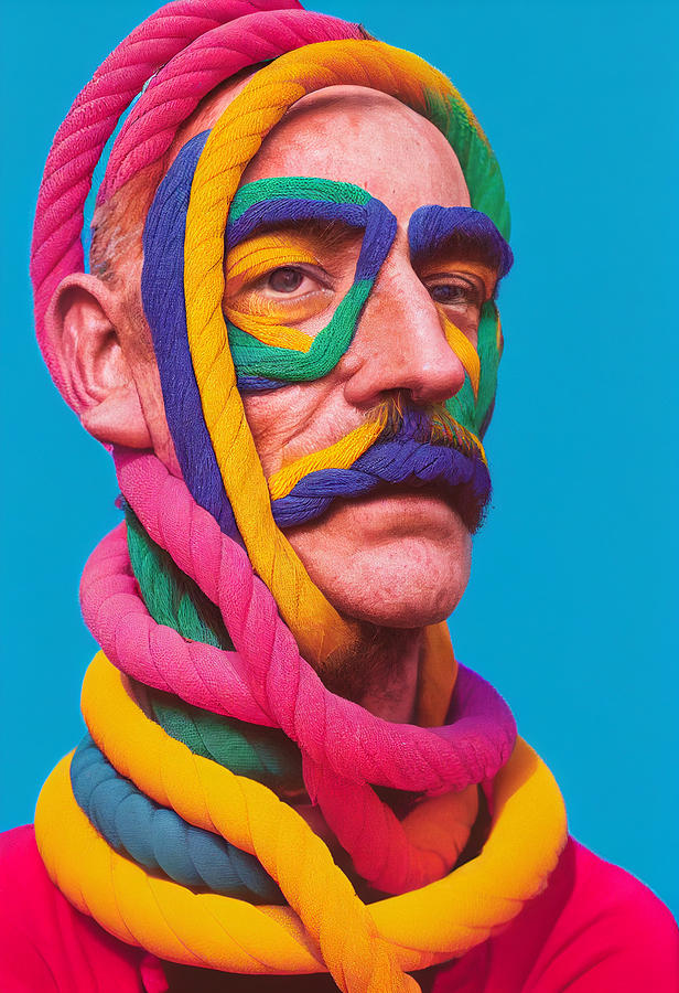 person  in  mask  of  Brightly  Colored  Rope  portrait  Born  645f64504364556304333  2be645  645043 Painting