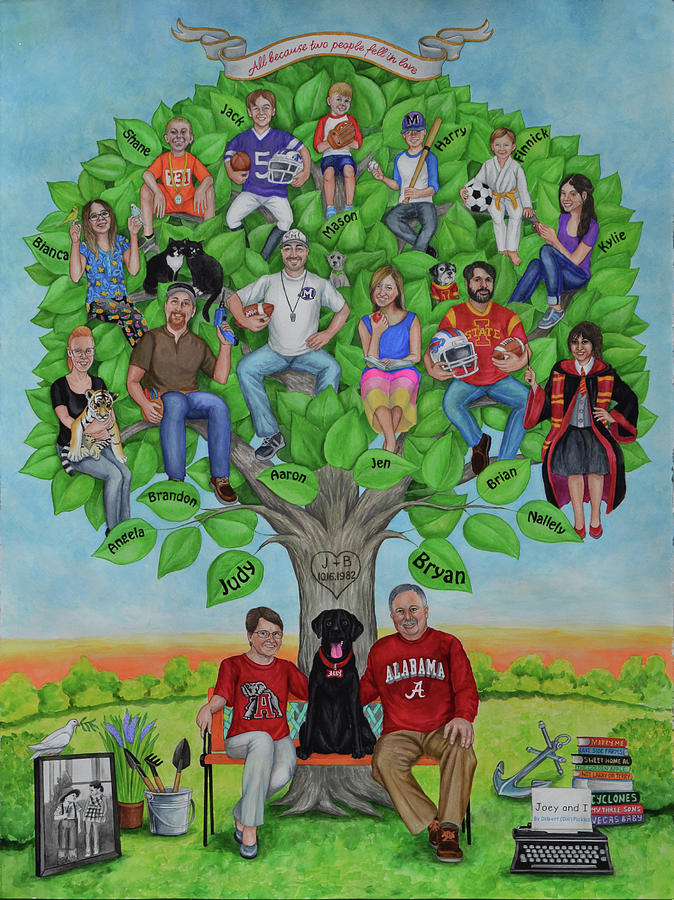 Personalized Family Tree art Painting by Natasha Sazonova - Fine Art ...