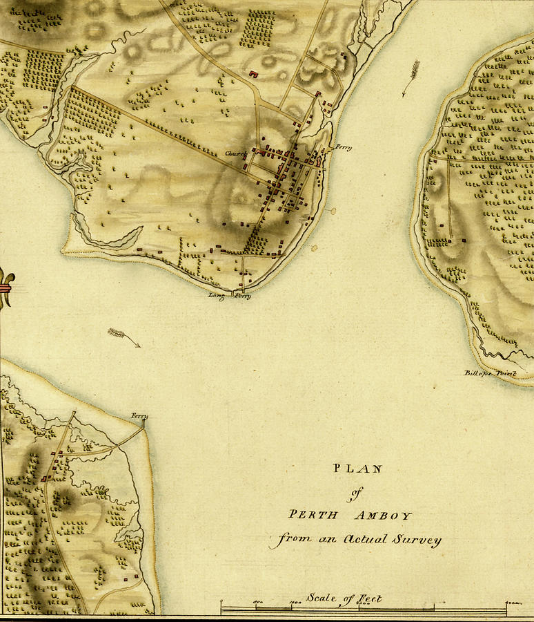Map Drawing - Perth Amboy 1777 by Vintage Military Maps