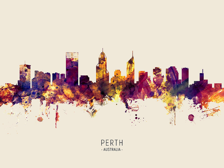 Perth Australia Skyline #24 Digital Art by Michael Tompsett
