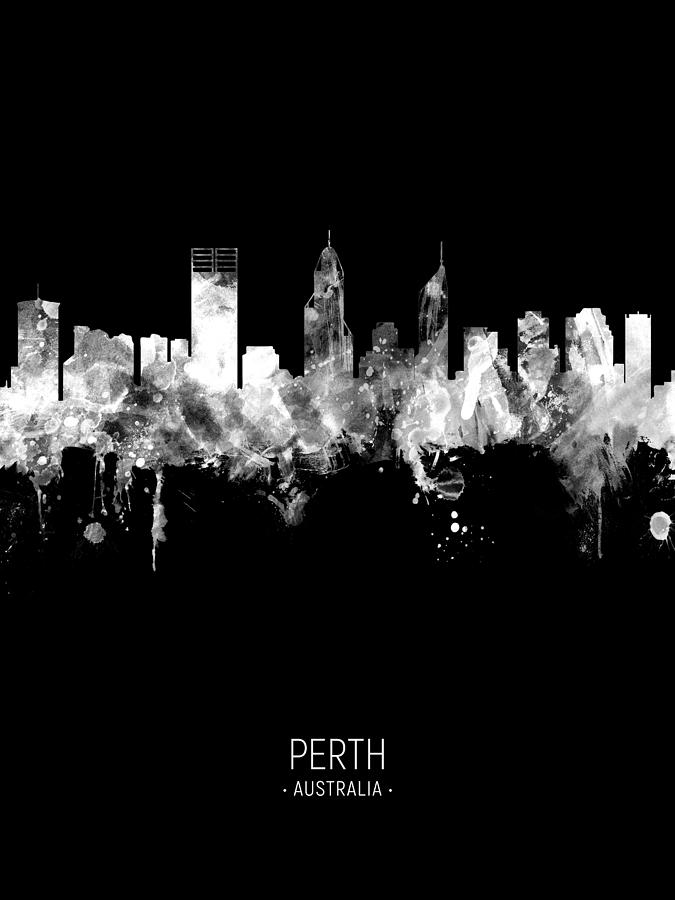 Perth Australia Skyline #55 Digital Art by Michael Tompsett