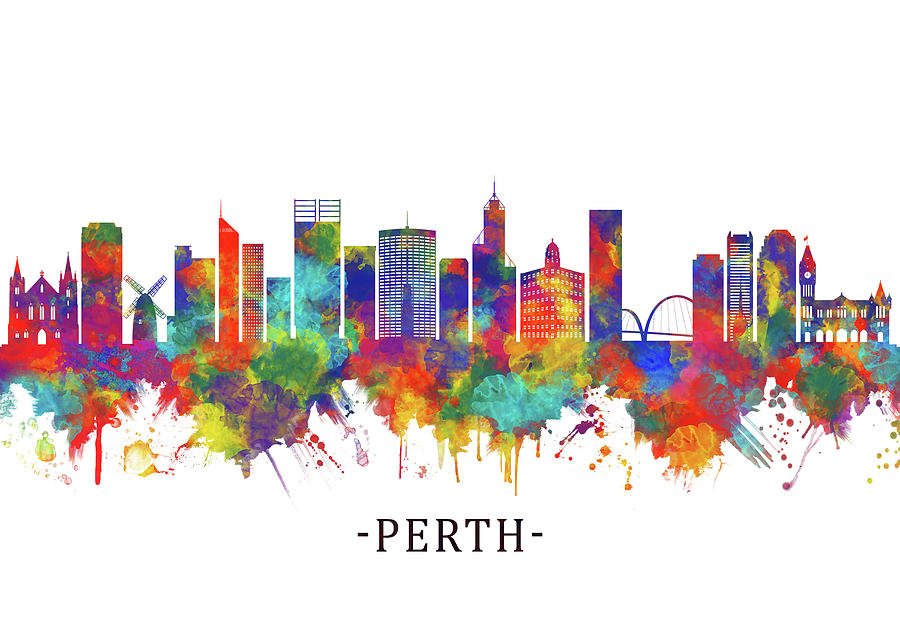 Perth Australia Skyline Mixed Media