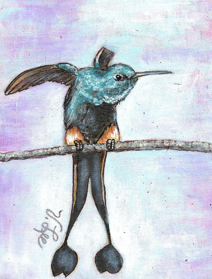 Peruvian Booted Racket Tail Painting by VLee Watson