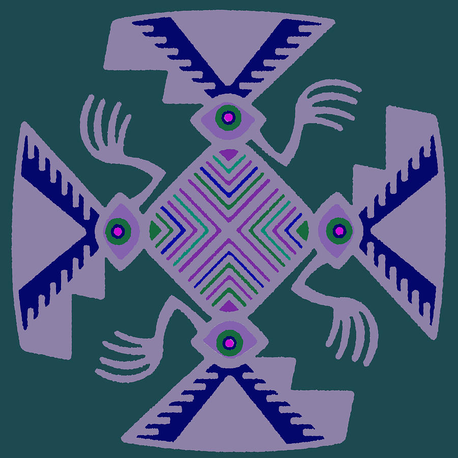 Peruvian Inca Pajaro Spirit - Green Violet Pin k Digital Art by Vagabond Folk Art - Virginia Vivier