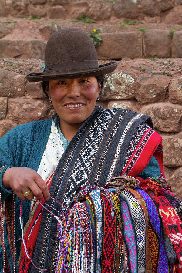 Peruvian Vender near Pisac Photograph by Dan Hartford