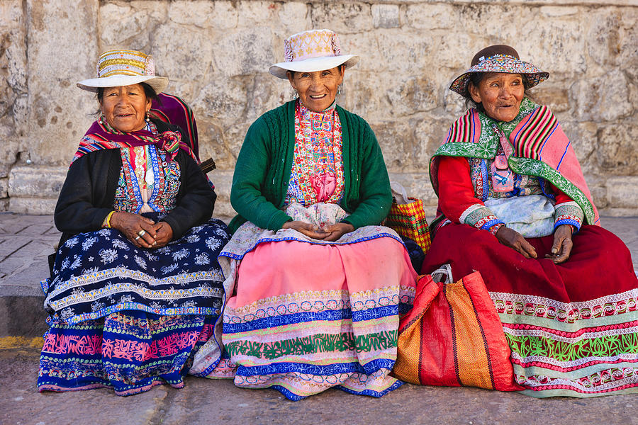 Peruvian women in national clothing, Chivay, Peru Photograph by Hadynyah Peruvian women in national clothing, Chivay, Peru Photograph by Hadynyah
