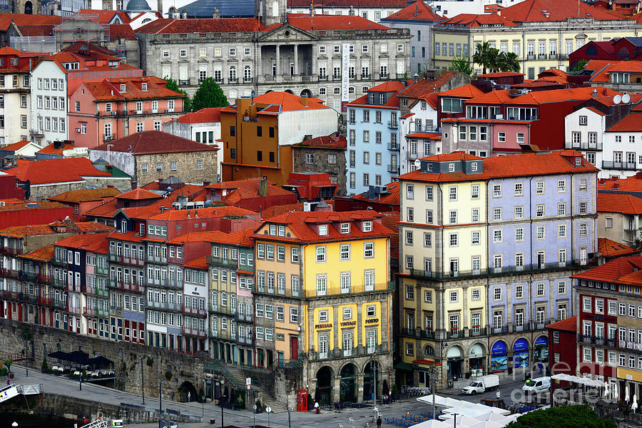 Architecture Photograph - Pestana Vintage Porto hotel and Praca da Ribeira Porto Portugal by James Brunker