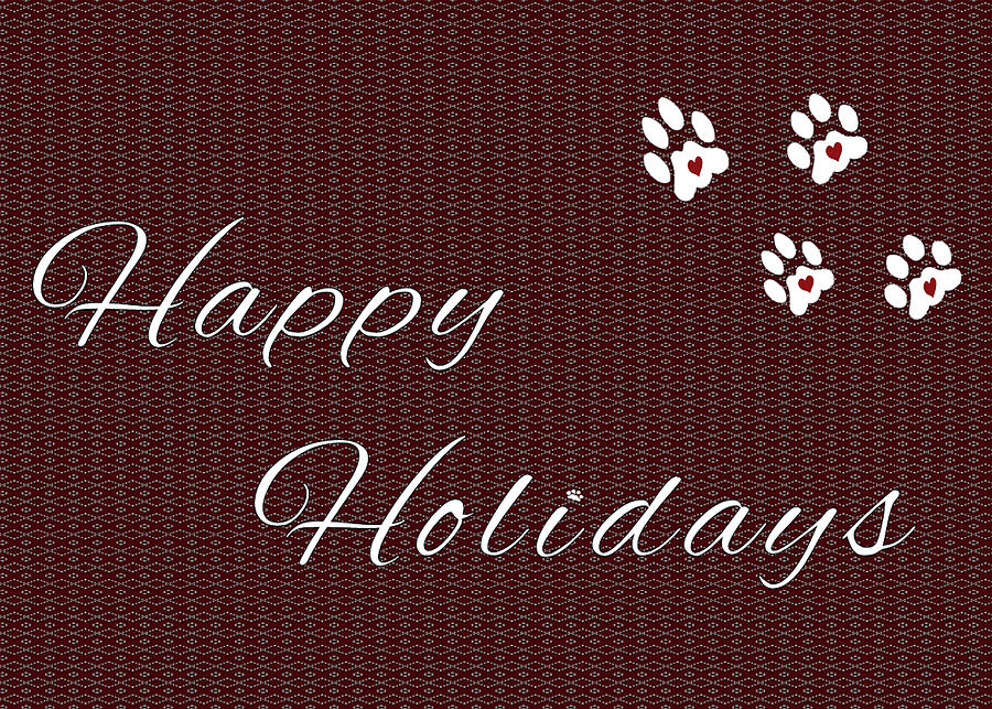Pet Paws Happy Holiday Digital Art by Kathy K McClellan