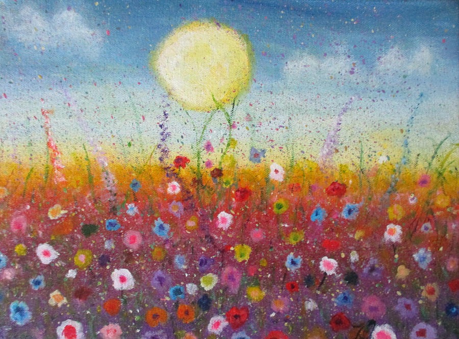 Flower Painting - Petalled Skies by Jen Shearer