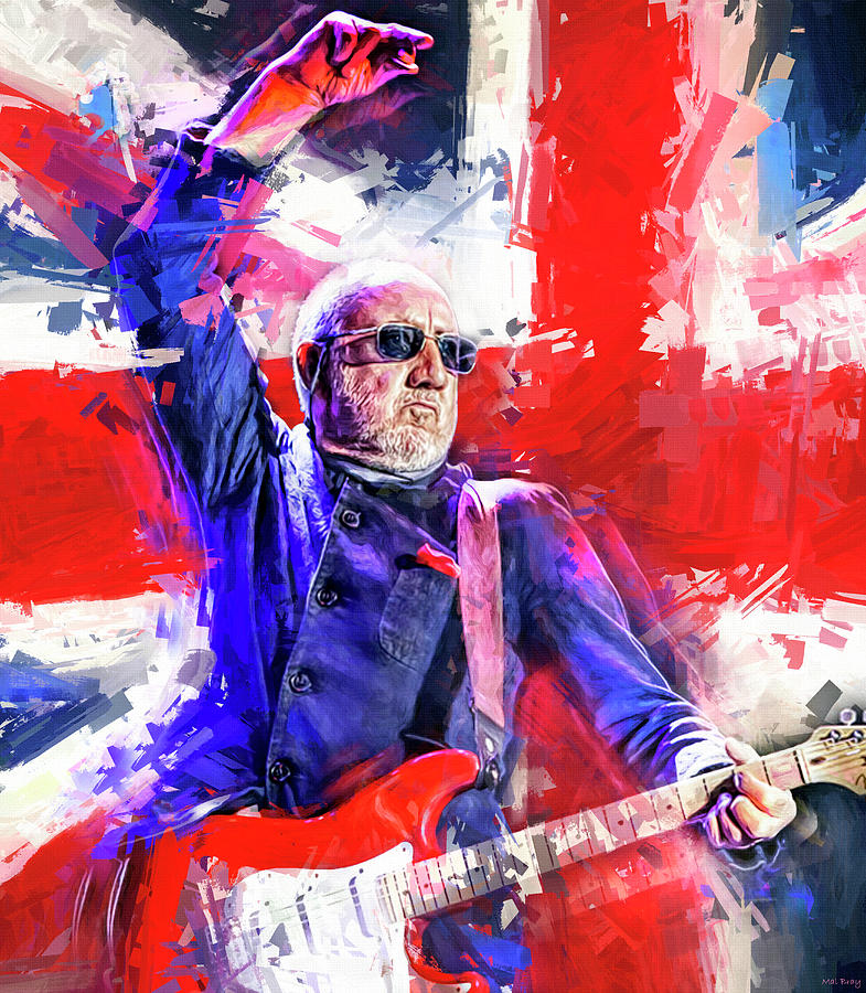 Pete Townshend Guitarist The Who Mixed Media by Mal Bray