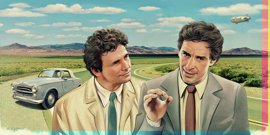 Peter Falk and John Cassavetes 1972 Mixed Media by Udo Linke