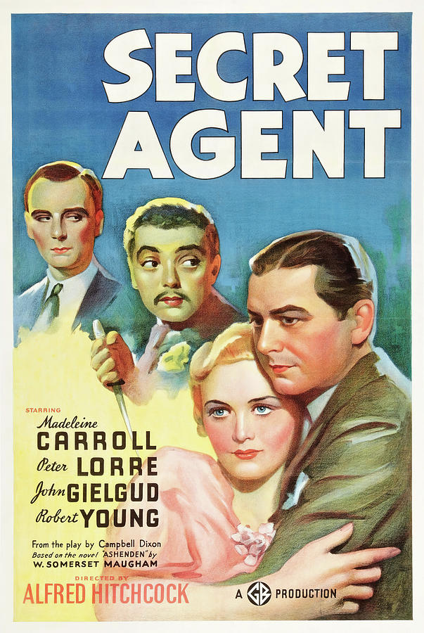 PETER LORRE, ROBERT YOUNG, JOHN GIELGUD and MADELEINE CARROLL in SECRET AGENT -1936-. Photograph by Album