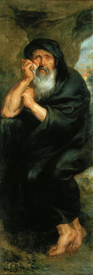 Peter Paul Rubens / Heraclitus, the Crying Philosopher, 1636-1637, Oil on canvas, 183 x 64,5 cm... Painting by Peter Paul Rubens -1577-1640-