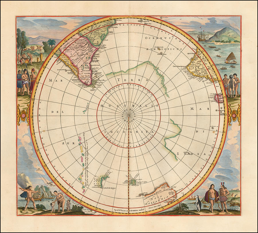 Peter Schenk Gerard Valk, South Polar Regions 1692 Drawing by Peter ...