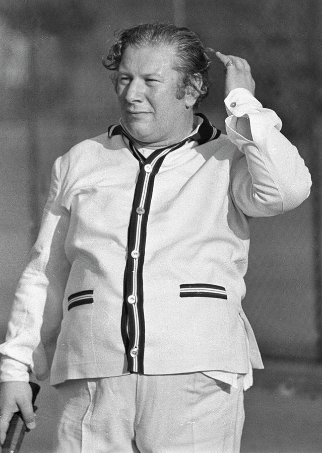 Peter Ustinov Playing Tennis In Chichester, Uk  In 1960s Photograph