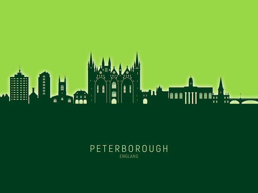 Peterborough England Skyline #01 Digital Art by Michael Tompsett