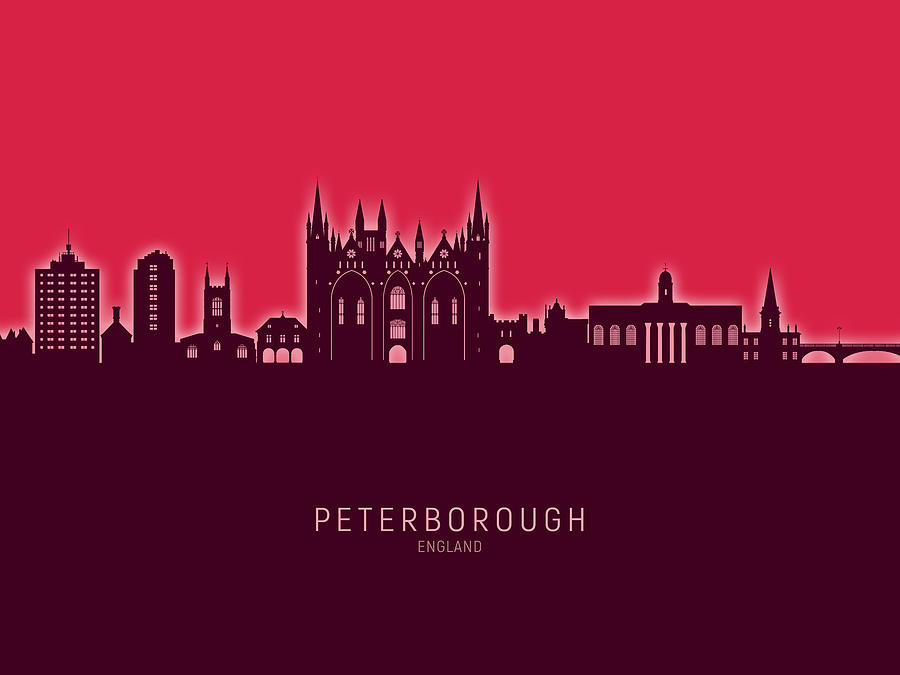 Peterborough England Skyline #03 Digital Art by Michael Tompsett