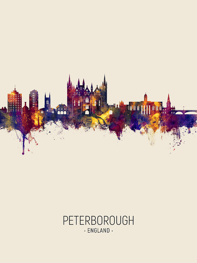 Peterborough England Skyline #07 Digital Art by Michael Tompsett