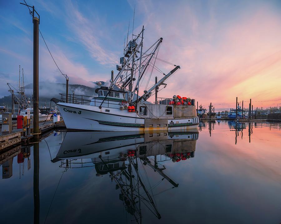 Petersburg Photograph - Petersburg Alaska Fishing Boat Sunrise by Mike Reid