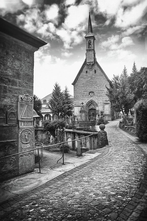 Petersfriedhof Salzburg Black and White  Photograph by Carol Japp