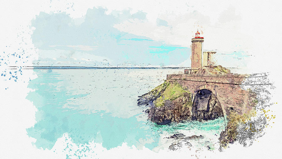 Nature Painting - Petit Minou Lighthouse ca by Ahmet Asar Asar Studios  by Celestial Images