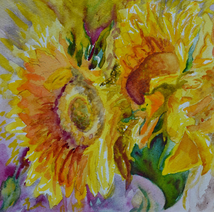 Petite Sunflower Sutra Painting by Beverley Harper Tinsley