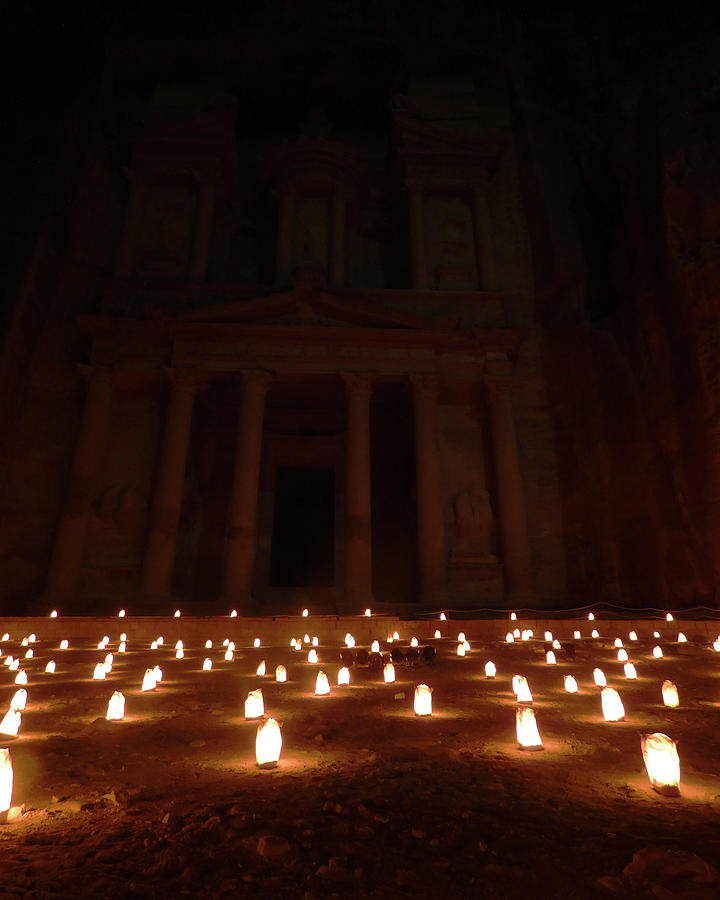 Petra at Night with Candles Photograph by Alan Socolik