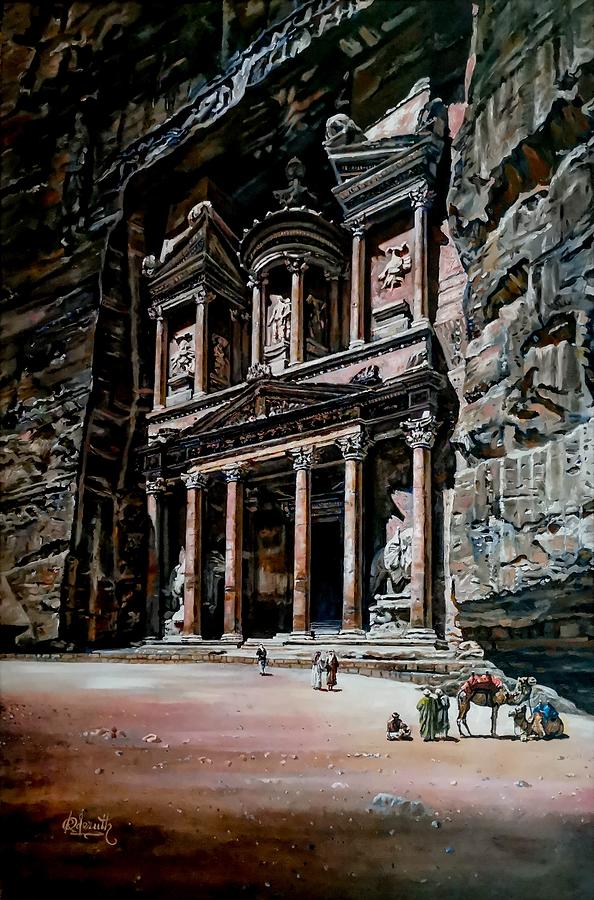 Petra, Jordan Painting by Raouf Oderuth