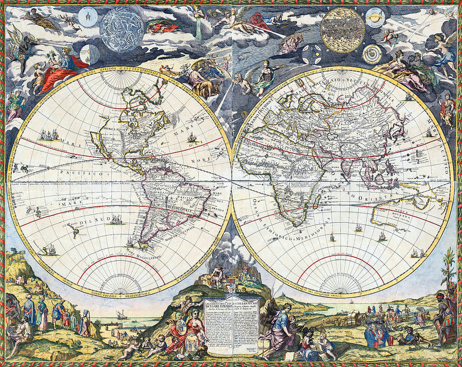 Petrini World Map 1700 Photograph by Weston Westmoreland