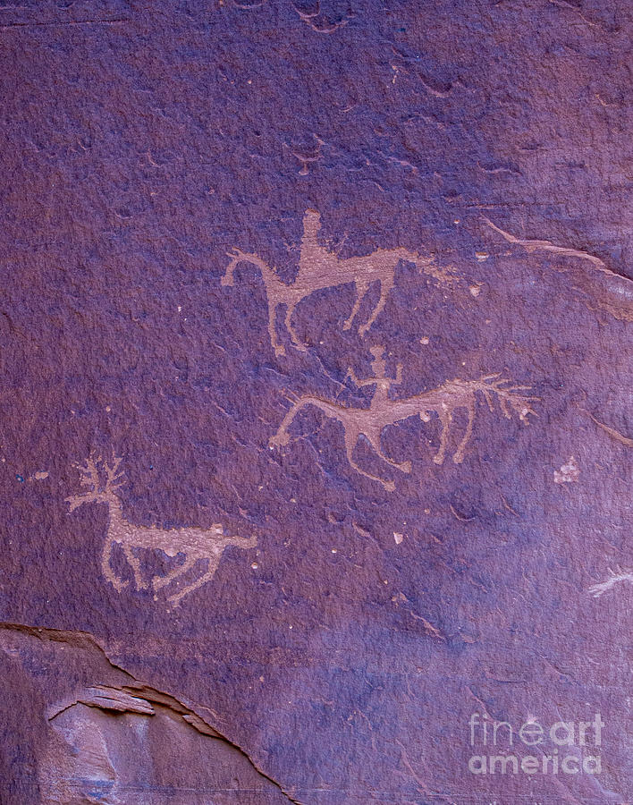 Petroglyphs of the Hunt from Canyon de Chelly Photograph by L Bosco