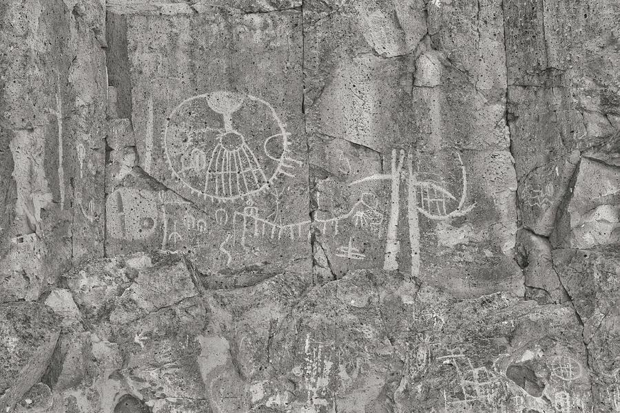 Petroglyphs Owens Valley California Sepia Photograph by Ram Vasudev