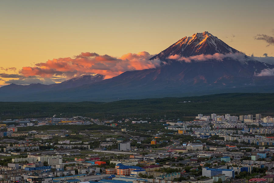 Petropavlovsk-Kamchatsky city at sunset Photograph by Mikhail Kokhanchikov