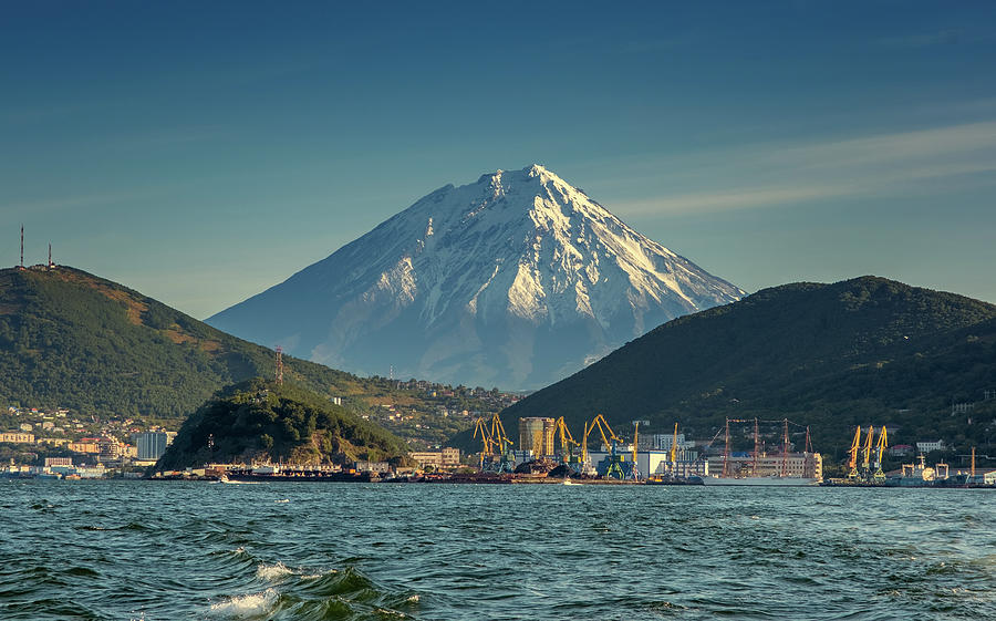 Petropavlovsk-Kamchatsky ocean and volcano Photograph by Mikhail Kokhanchikov
