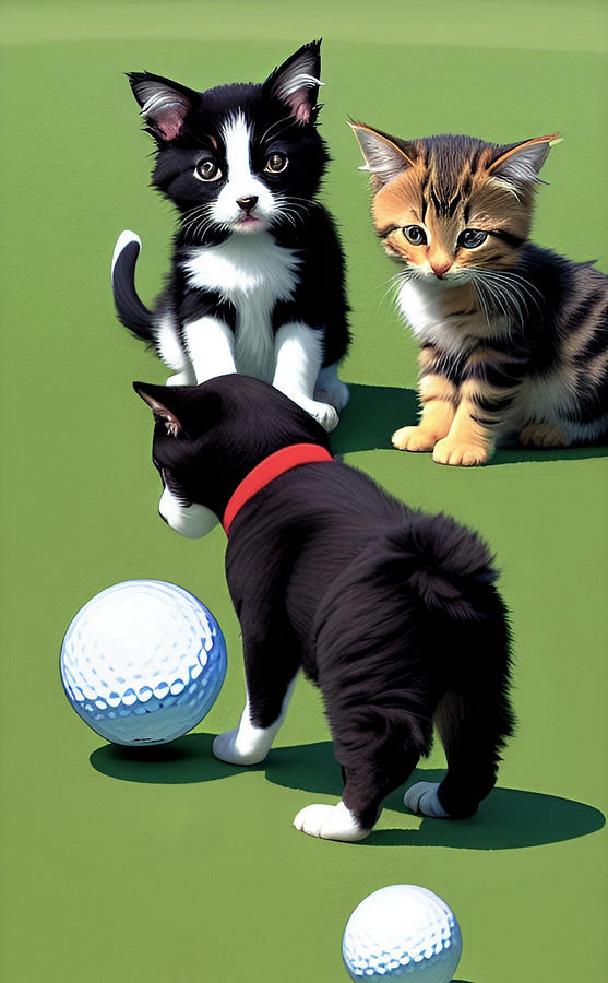 Pets Golf Day - Whimsical  Digital Art by Ronald Mills