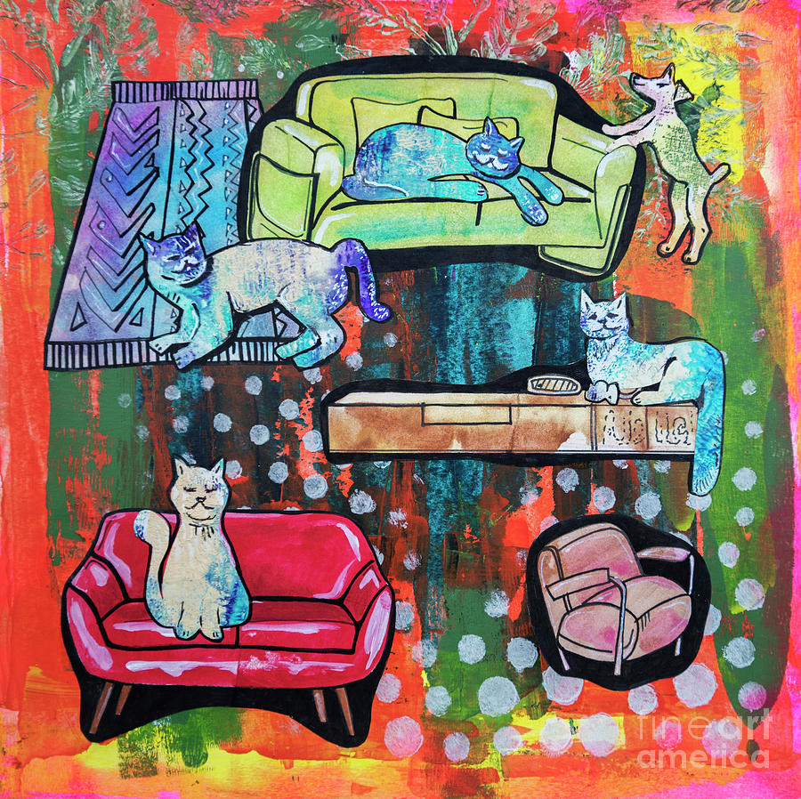 Pets life - home story 3 Painting by Ariadna De Raadt