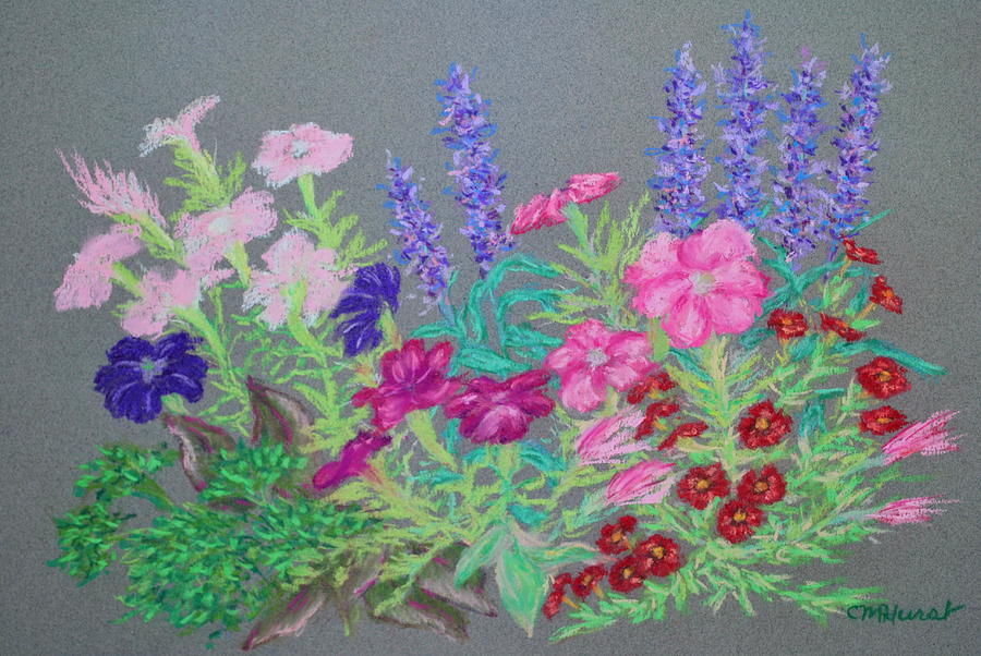 Petunias And Lavender Painting by Collette Hurst