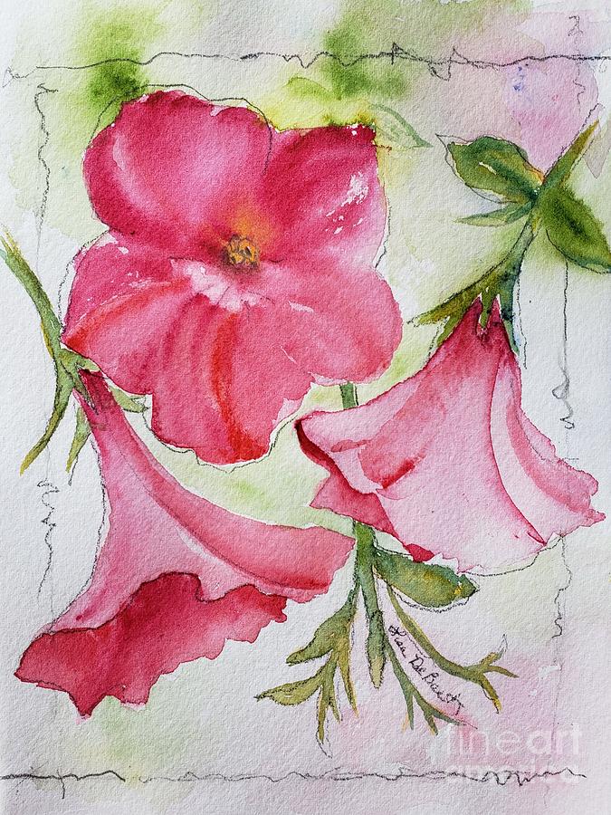 Petunias Painting by Lisa Debaets
