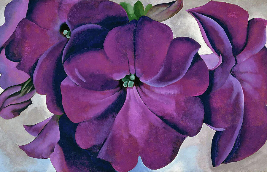 Petunias - Modernist purple flower painting Painting by Georgia OKeeffe