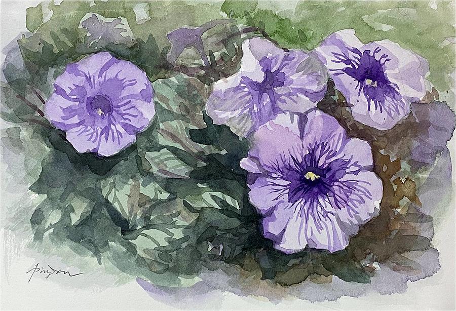 Petunias Painting by Ping Yan