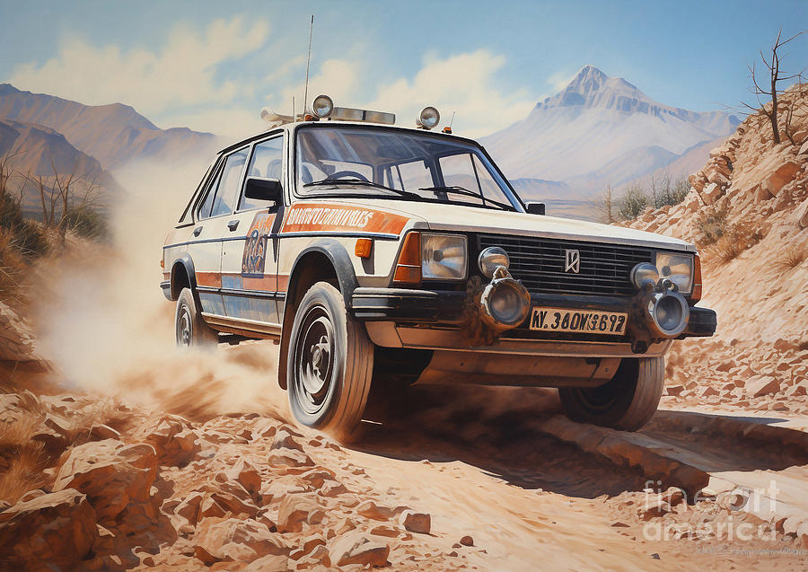Peugeot 205 Classic Elegance In Mountain Tranquility Mixed Media