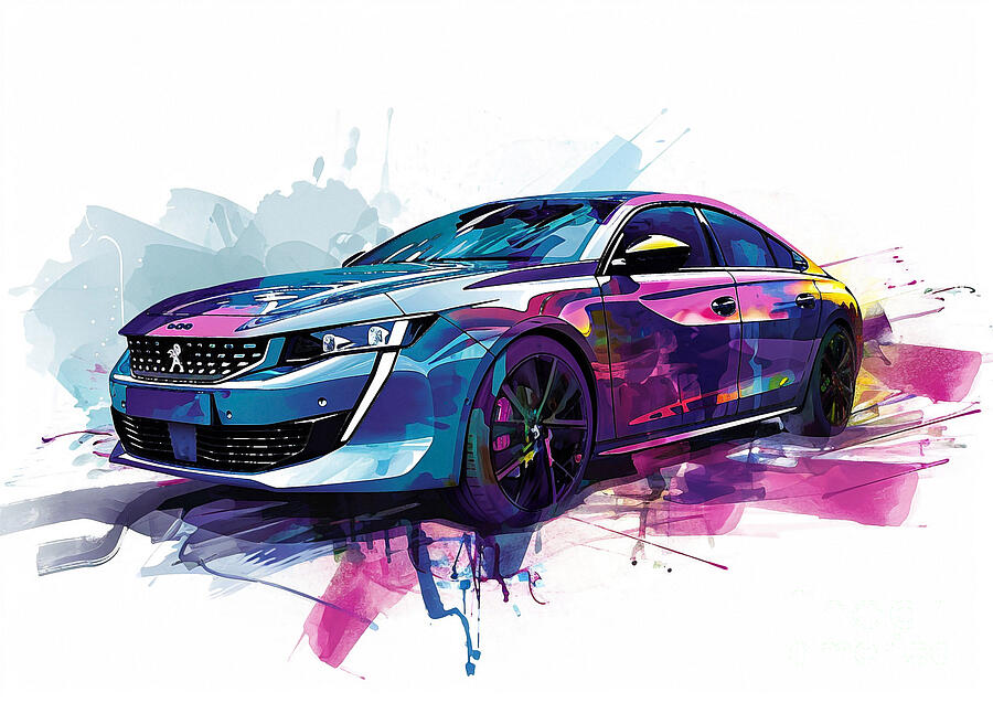 Abstract Painting - Peugeot 508 Sport Engineered auto vibrant colors by Clark Leffler
