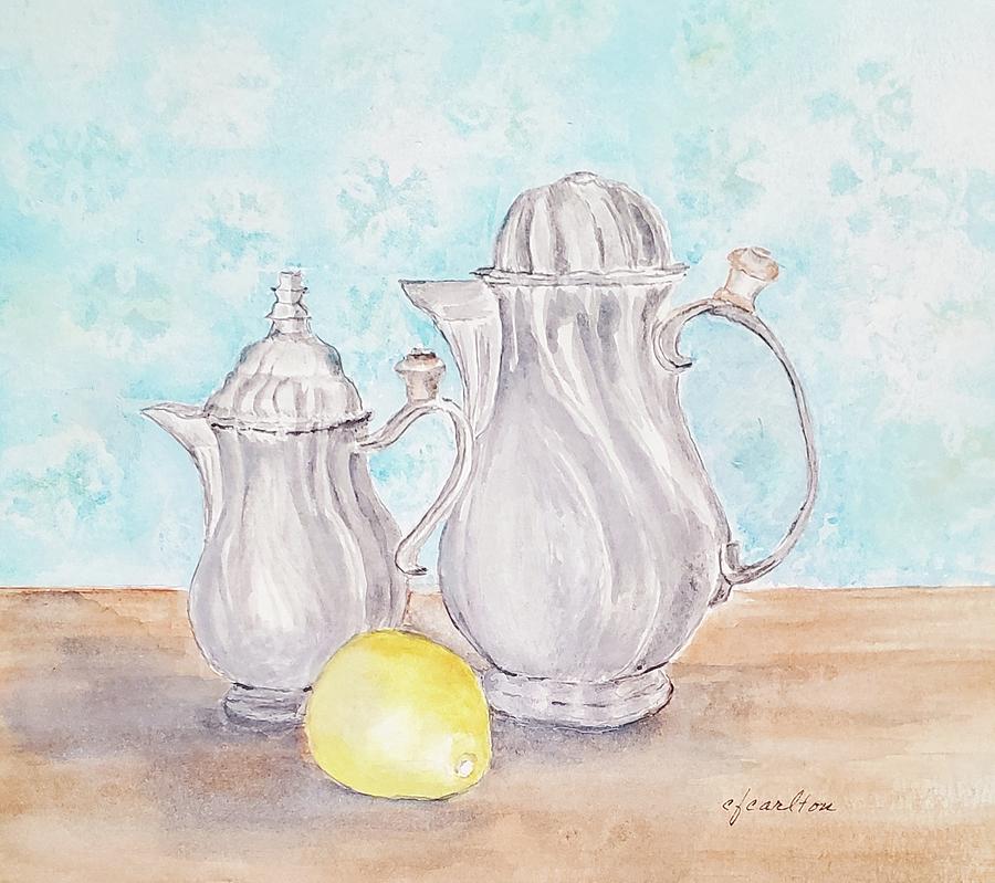 Pewter Still Life Painting by Claudette Carlton
