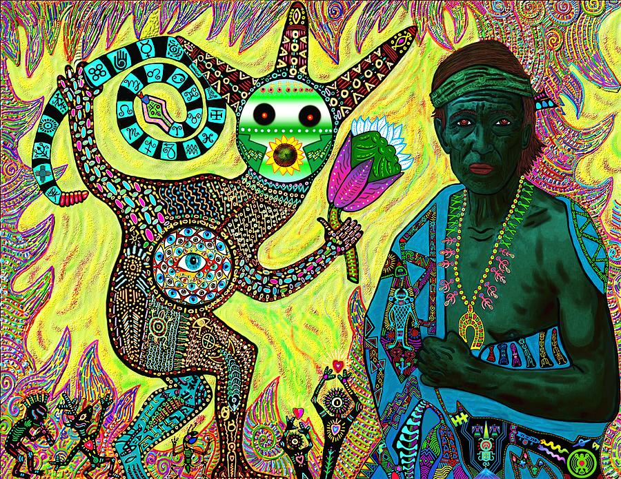 Peyote Healing Mixed Media by Myztico Campo