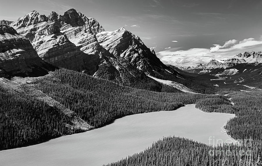 Peyto Lake in black and white Photograph by Henk Meijer Photography