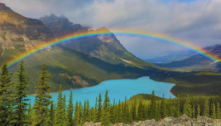 Peyto Lake Rainbow Photograph by Dan Sproul