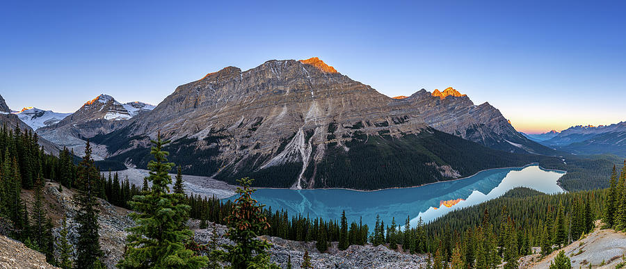 Peyto Lake Sunrise Panorama Photograph by Kevin Thompson - Fine Art America