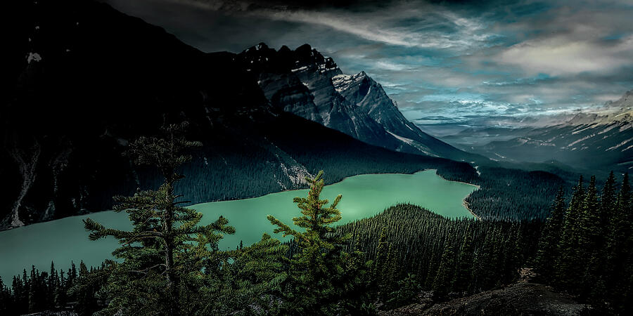 Banff National Park Photograph - Peyto Lake Sunset by Norma Brandsberg