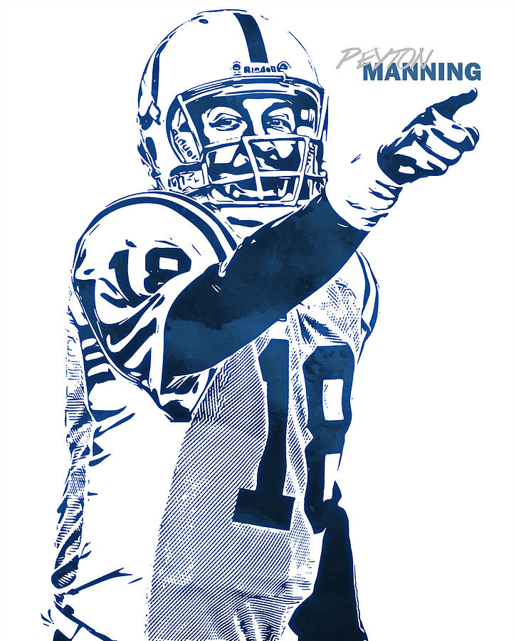 Peyton Manning Indianapolis Colts Art T-Shirt by Joe Hamilton - Pixels