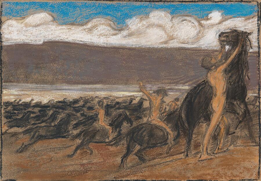 Horse Painting - Pferdebandiger Ca  by Ludwig von Hofmann German