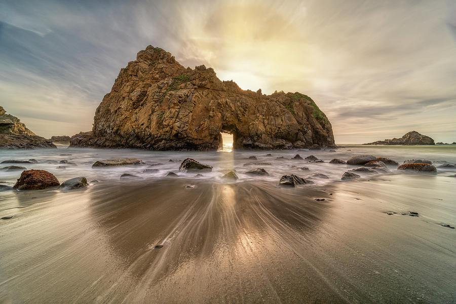 Pfieffer Beach Sunset - Keyhole Centered Photograph by Kenneth Everett